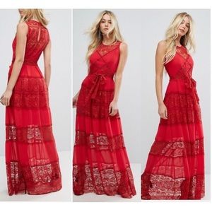 ASOS Bodyfrock Tiered Lace Maxi Prom Dress